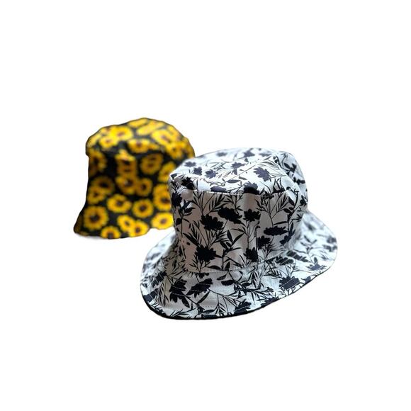 Steve Madden Navy White Floral Bucket Hat AND Sunflower Summer Bucket Hat Unisex - Picture 4 of 6